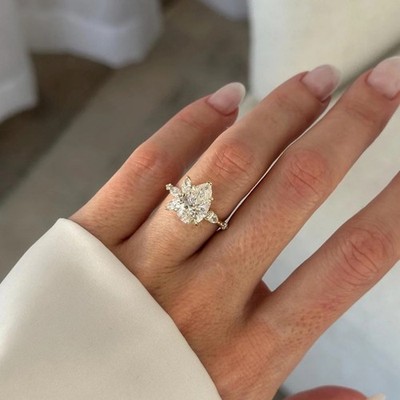 IGI 3.05 CT Pear Cut Lab Grown With Side Marquise, Round & Pear Diamond 14K Ring
