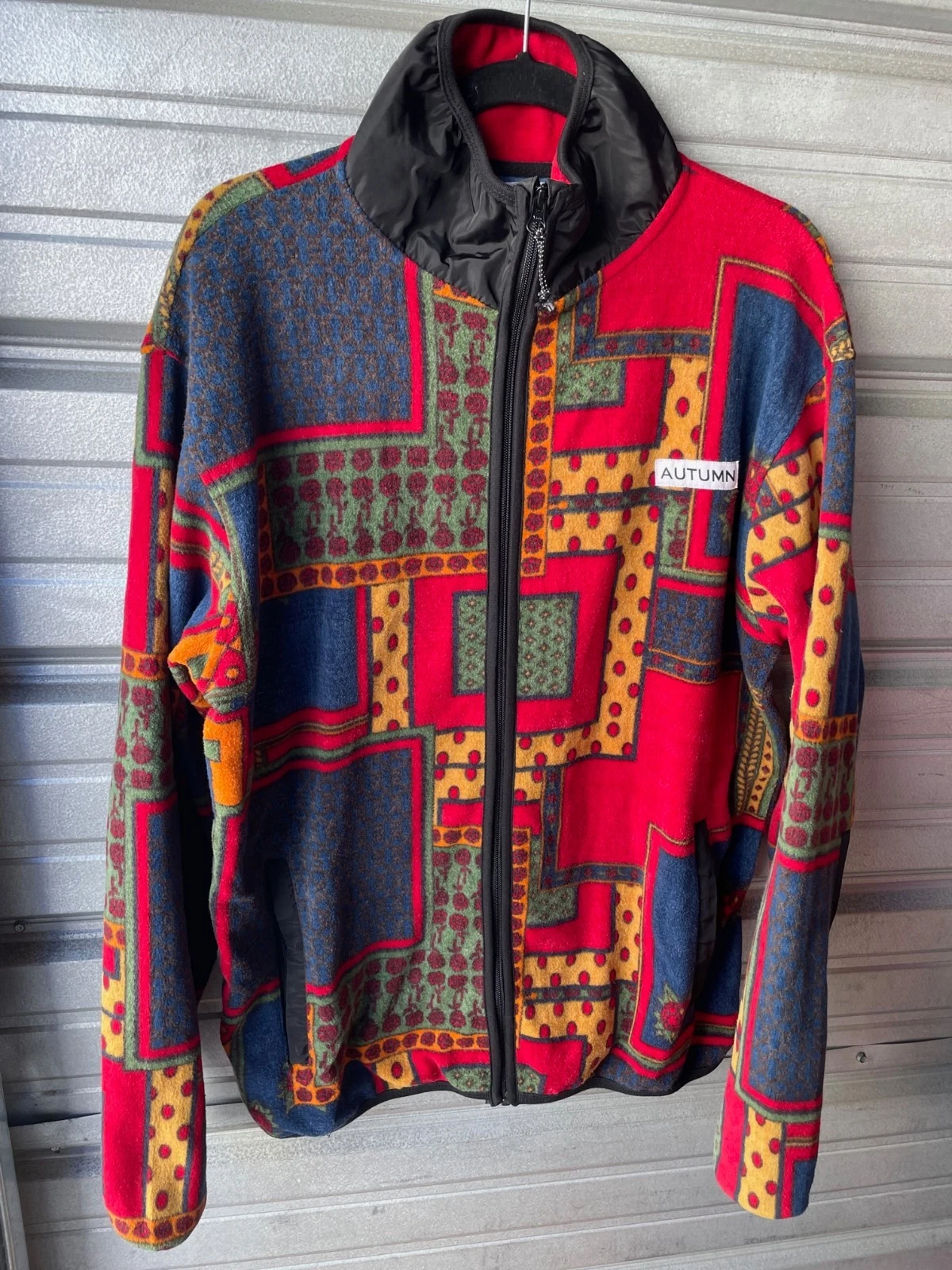 Autumn International Full Zip Geometric Abstract Multicolor Fleece Jacket Sz M