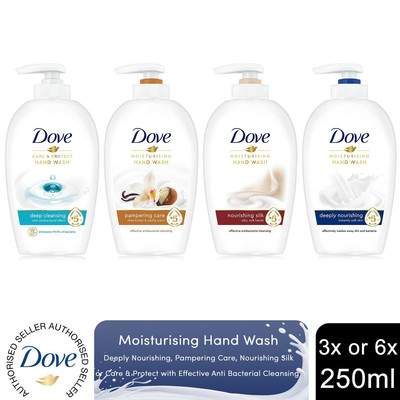 Dove Deeply Nourishing, Pampering Care, Fine Silk or Care&Protect HandWash 250ml