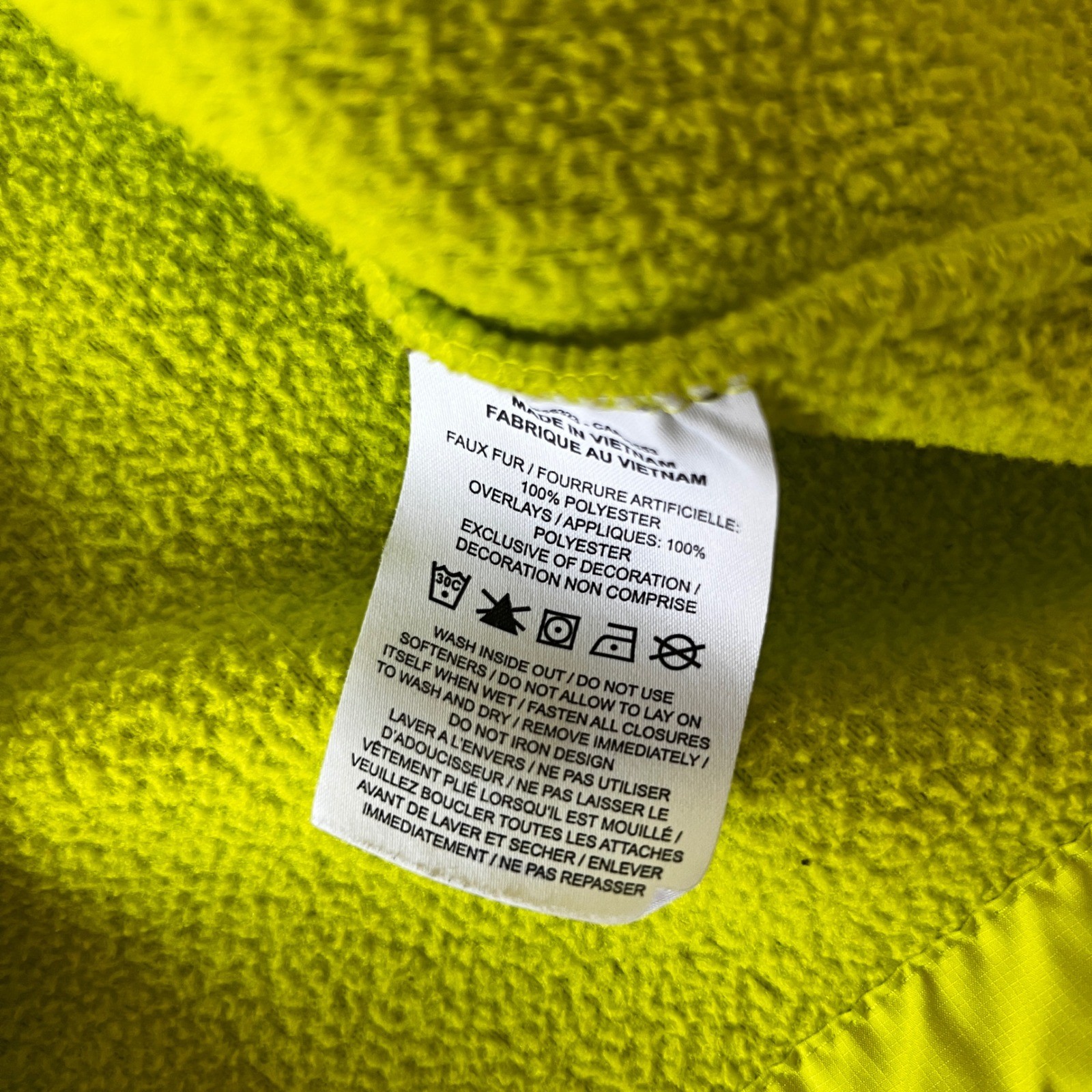 SACAI X NIKE Nike Sherpa Giacca Pile Full Zip Tasche Giallo Neon Bordo Argento Taglia Media