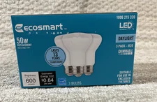 3 Pack/ EcoSmart 50W R20 Dimmable ENERGY STAR LED Light Bulb DAYLIGHT 5000K