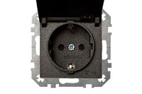 Liregus Epsilon Steckdose Unterputz IP44 Anthrazit 16A 250V Mit Schutzkontakt