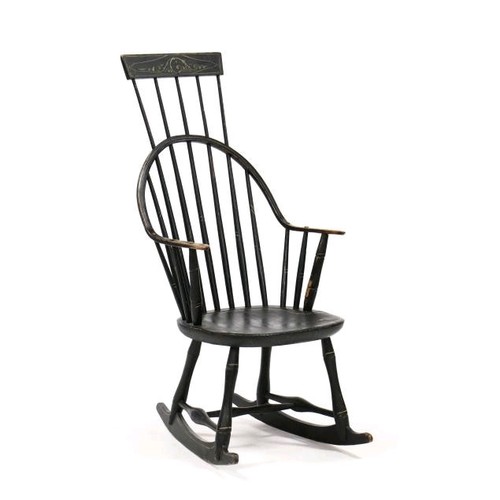 Antique American Comb Back Rocking Chair - Picture 15 of 24