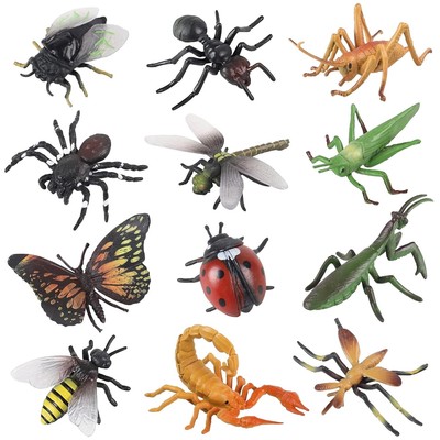 Realistic Insects and Bugs Toy for Kids, 12Pcs Large Plastic Insects Figure B...