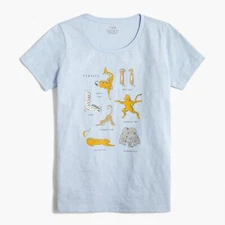 J Crew Animal Safari Yoga Graphic Collector Tee in Baby Blue XXS, XS, S, L