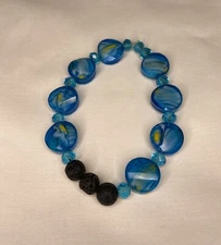 Essential oil lava and glass bead bracelet