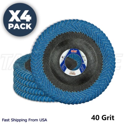 4 Pack Curved Flap Discs 4 1/2Inch for Angle Grinder Sanding Disc 40 Grit