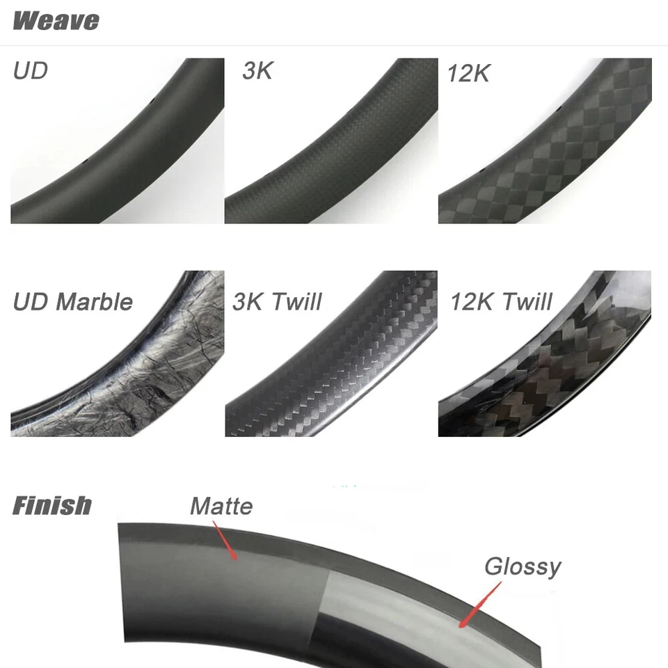 Bicicleta de estrada clincher sem câmara fosca 700C UD super leve aro de fibra de carbono 28 32H - Imagem 4 de 4