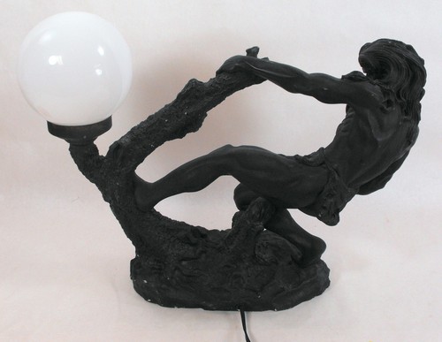 15"Tall Resin Sculpture Male Warrior Black Beauty Theme Table Lamp pdc - Picture 7 of 12