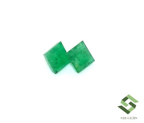 5 mm Certified Natural Emerald Square cut Pair 1.47 CTS Loose Gemstones - Picture 3 of 8