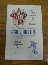 15/10/1968 Rugby League Programme: Leigh v Hull Kingston Rovers BBC 2 Floodlit