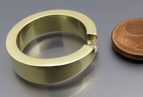 DISEÑO MADURO - ANILLO DE TENSIÓN BRILLANTE INDIVIDUAL PROPIO ORFEBRE - ORO AMARILLO 585 - Imagen 10 de 11