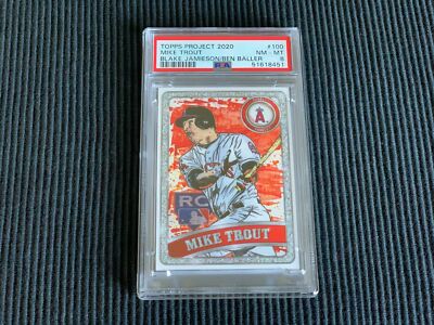 2020 TOPPS PROJECT #100 MIKE TROUT / BLAKE JAMIESON *PSA 8 NM-MINT*  ANGELS