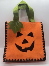 NEW Adorable Orange Pumpkin Face Halloween Treat Resuable Felt Bag Free Shipping
