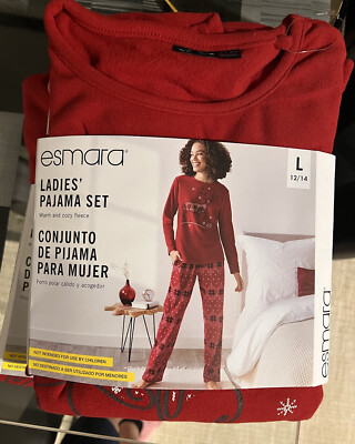 ESMARA LADIES CHRISTMAS PAJAMA SET SIZE L COLOR RED