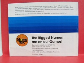 WHEEL OF FORTUNE FAMILY ED. Instruction Manual   No Game   NES Nintendo