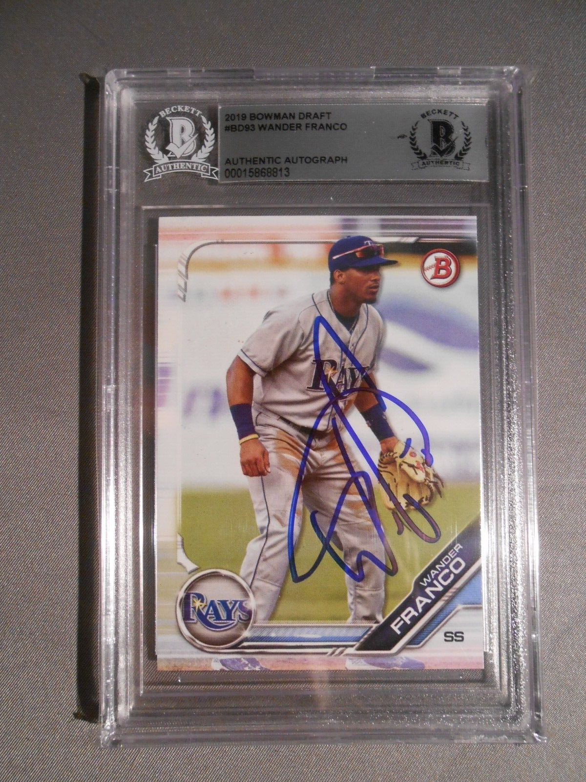 Wander Franco Autographed Signed 2019 Bowman Draft #BD93 Auto Beckett Slabbed 