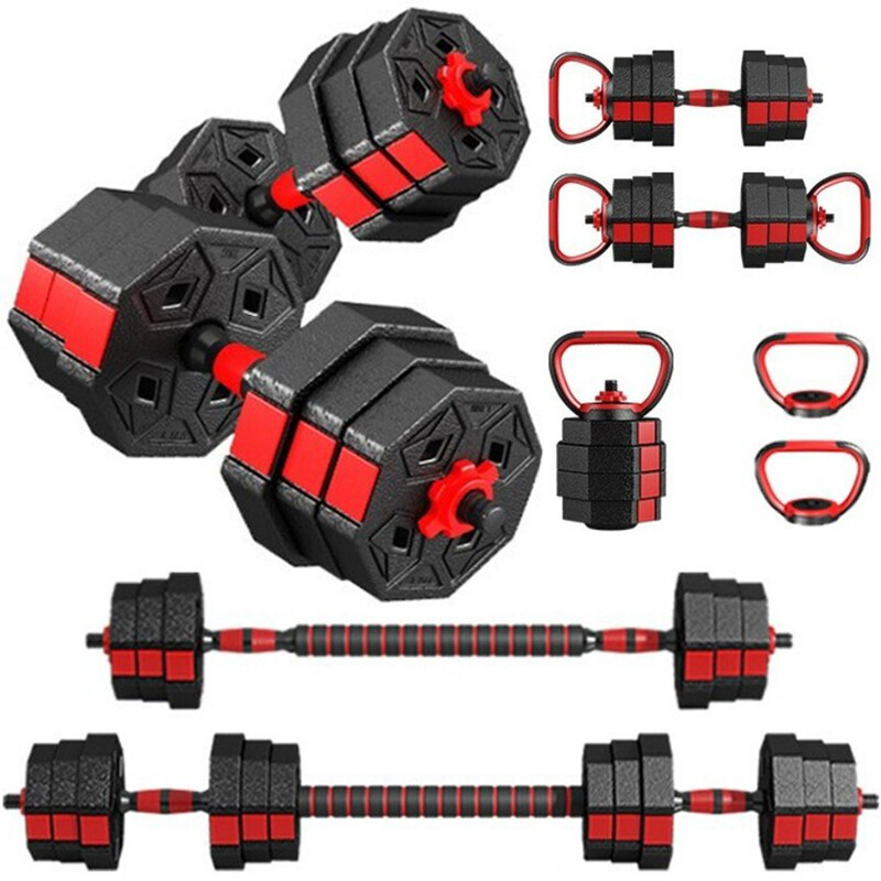 Adjustable Weight Dumbbell Set 4in1 66lb Barbell Kettlebell Set - Main Image