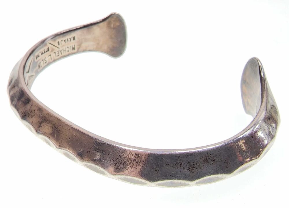 Vintage Native American Michael L. Slim Sterling Silver Cuff