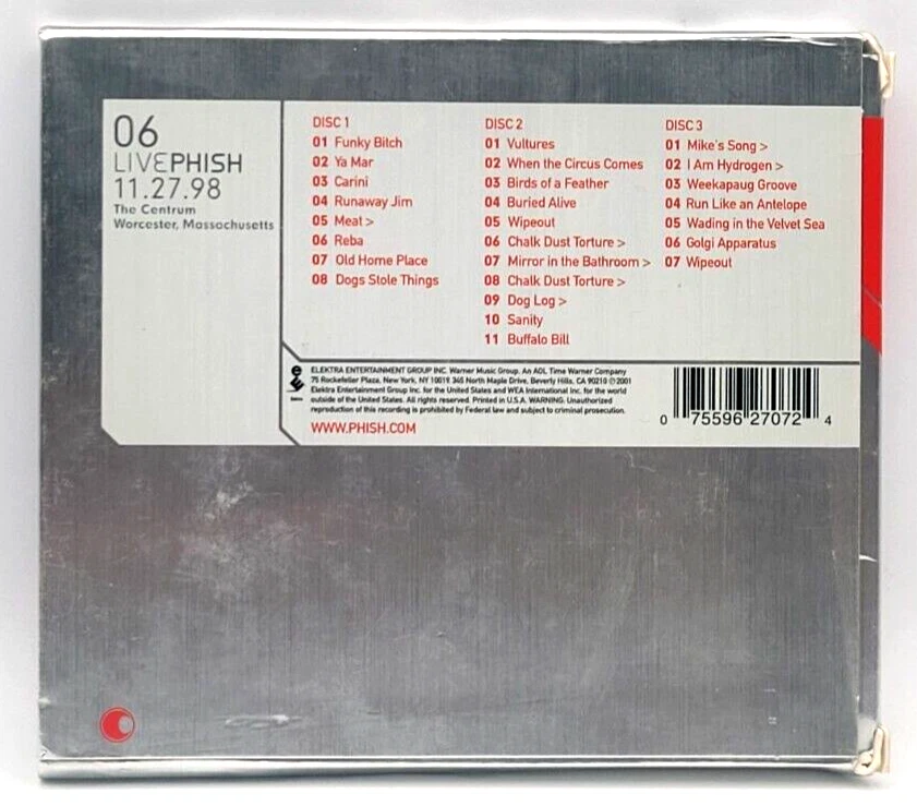 PHISH: LIVE PHISH VOLUME 6 11/27/98 THE CENTRUM, WORCESTER, MA 3-CD SET ELEKTRA — 第 2/3 张图片