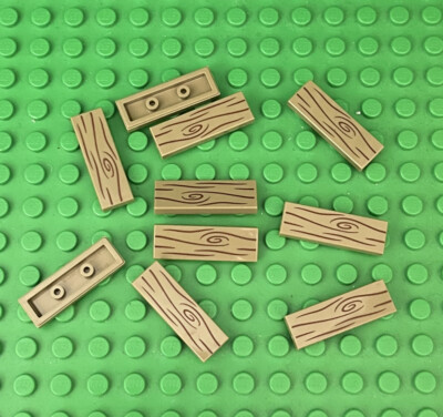 Lego 10 pieces Dark Tan Tile 1x3 with Wood Grain decorated pattern