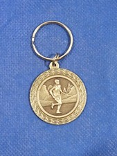 Vintage Track & Field Runners Metal Silver Tone Award Keychain