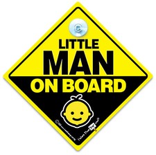 Little Man On Board Sign, Baby On Board Car Sign With Suction Cup,Baby in Car