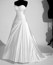 Stunning silky satin tulle strapless Wedding Gown Bridal Sz 8 Dress Brand New