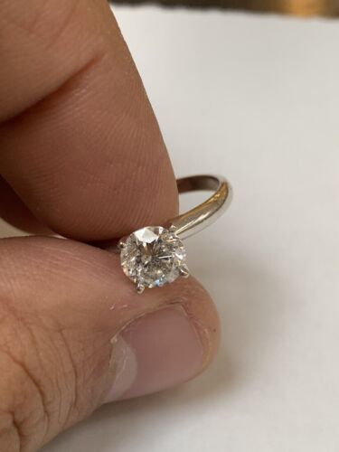 1.05ct Natural Round Diamond Solitaire Engagement Ring 14K White Gold gia