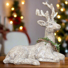 Ragon House Christmas Resting Reindeer w/ Wreath 6.5" Figurine