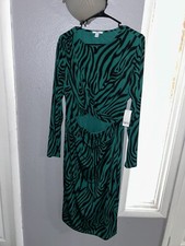 Bar lll Plus Size Green Zola Zebra Striped Fitted Women’s Dress Size 1X
