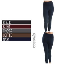 LADIES TUMMY TUCK HIGH WAISTED FLEECE LEGGINGS PLUS SIZE 