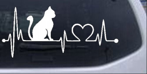 Cat Heartbeat Lifeline Heart Love Car Truck Window Laptop Decal Sticker 8X3.7 - Bild 1 von 33