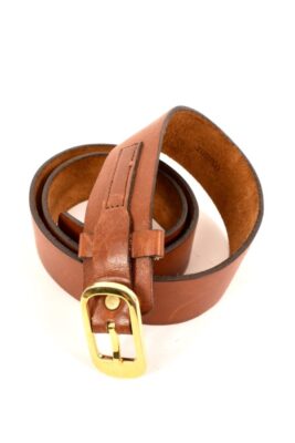 Torino Womens Yellow belt with brown leather ENDS Gold Buckle Sz.L Colors - Yellows - Torino Leather Company main image 2