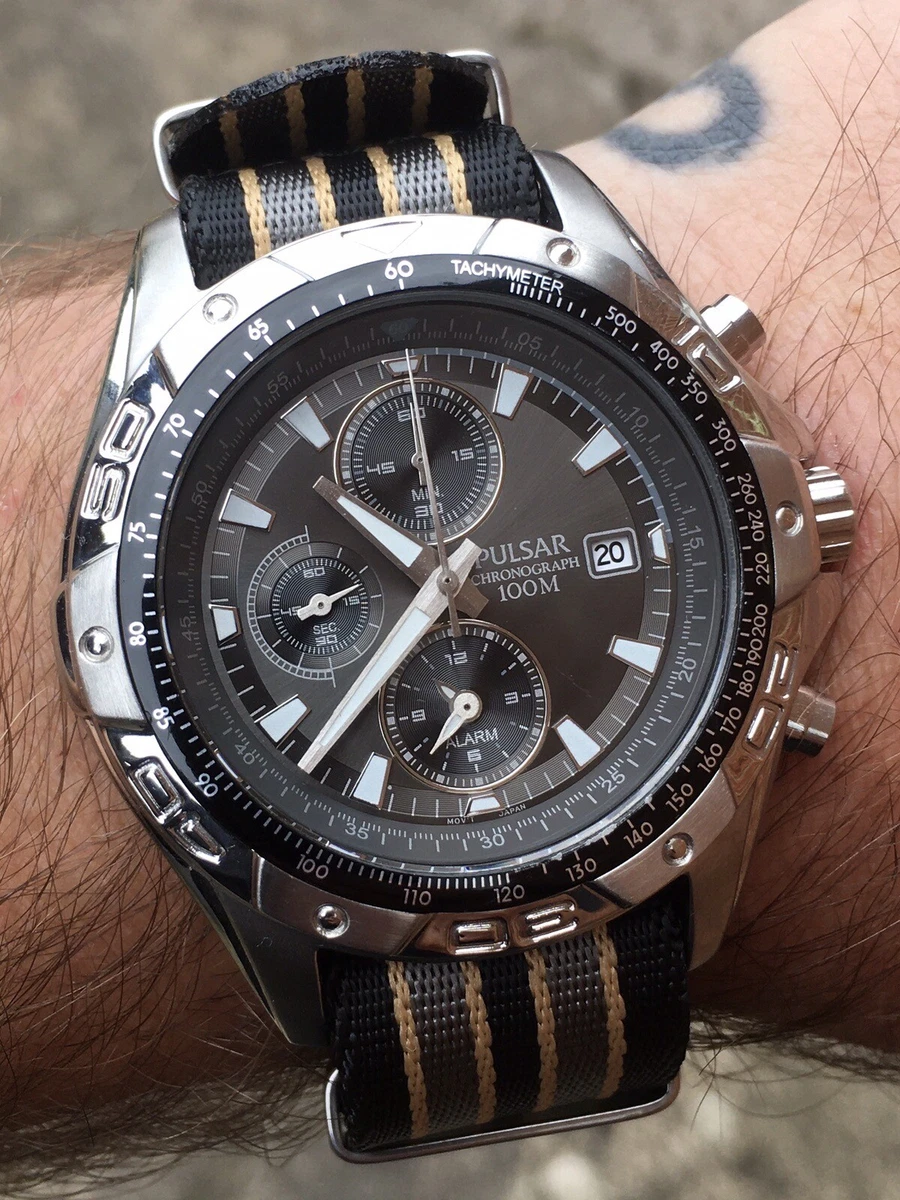 PULSAR YM62 CALIBRE QUARTZ PILOT AVIATOR STYLE CHRONOGRAPH WATCH