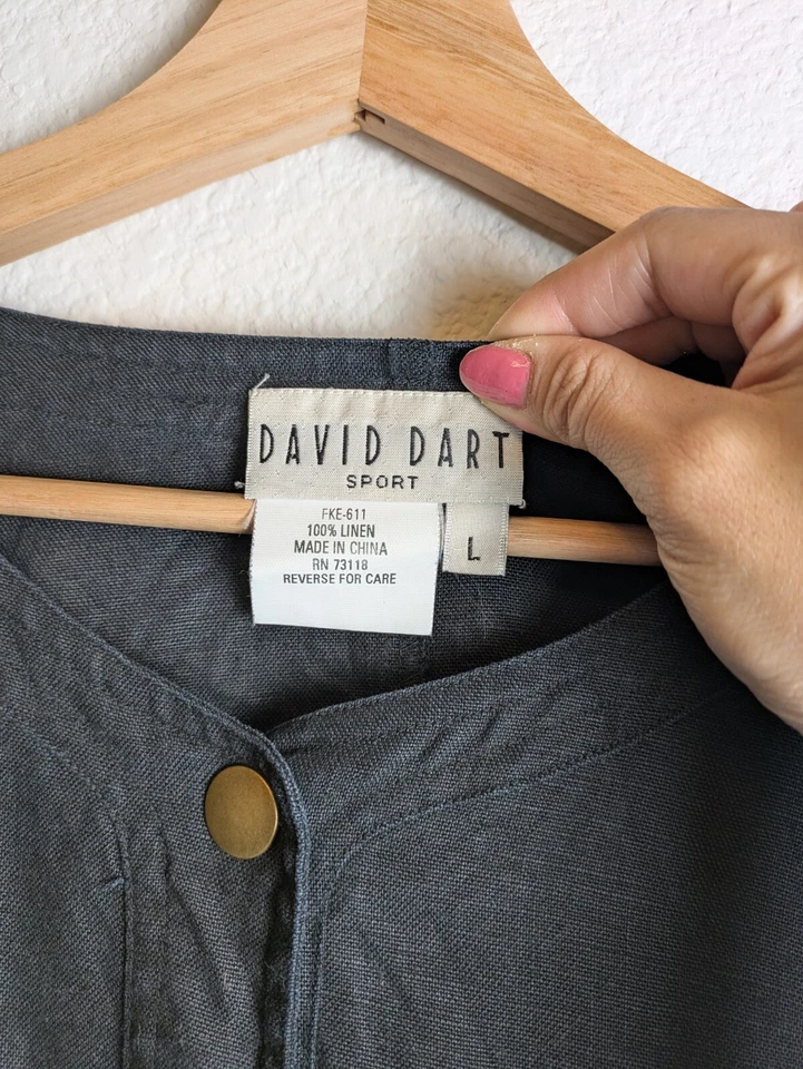 Chaqueta David Dart Sport 100 % lino negra talla grande Foto 2 de 4