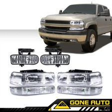 Chrome Clear Headlightsfog Lights Fit For 99-02 Silverado00-06 Suburban Pickup
