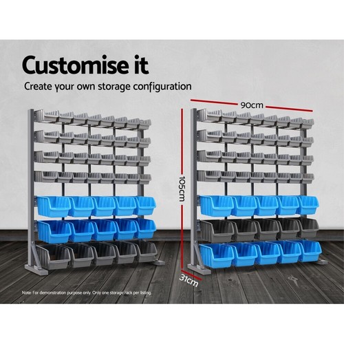47 Bin Storage Shelving Rack Stand 7 tier Organiser Durable Moulded Bin 124KG - Picture 3 of 7