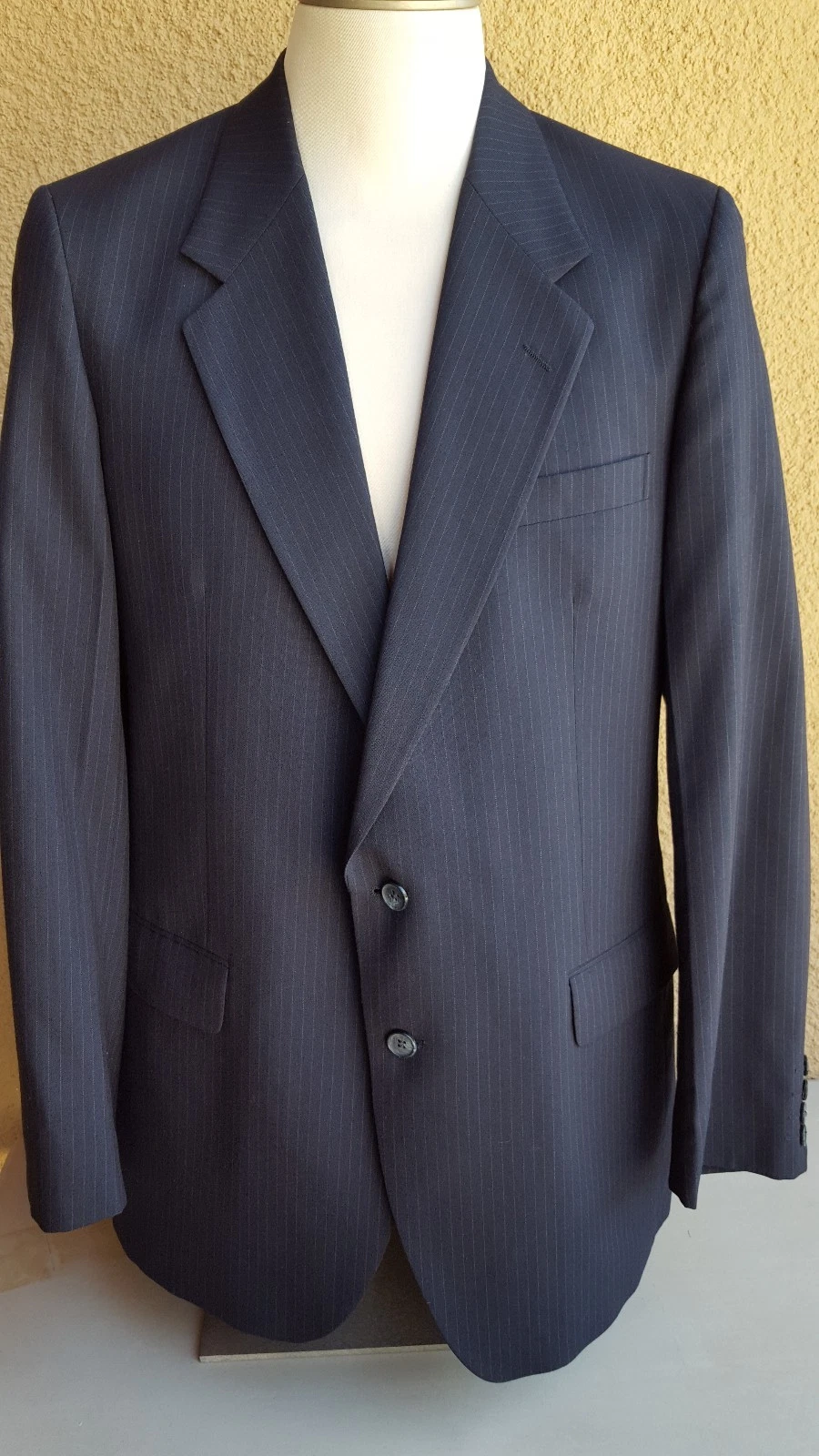 SAINT LAURENT (YSL) Cappotto sportivo Yves Saint Laurent nero a righe 2 bottoni lana doppio sfiato Francia