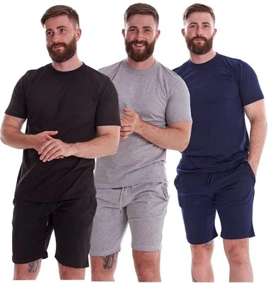 MALAY Mens Nightwear Set T Shirt and Shorts Two Piece Pyjamas Summer Sleep Lounge Wear