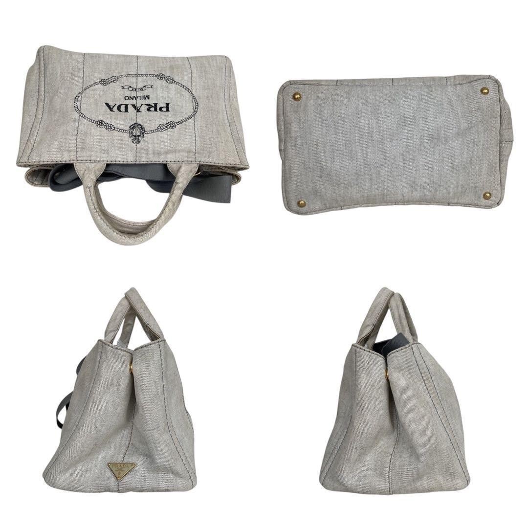 PRADA Canapa M Tote 2way White Shoulder Bag 5053 thumbnail 3