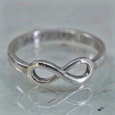Size 7, Sterling silver handmade ring, stackable 925 infinity band daughter