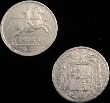 SPAIN, FRANCO-1, 5 CENTIMOS 1940, ORIGINAL LUSTER, ALMOST UNCIRCULATED.