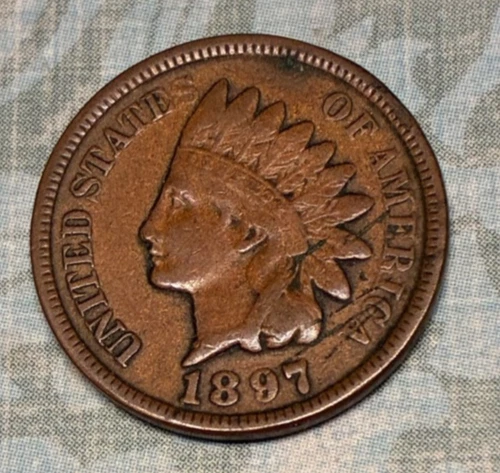 RED 1897 IH penny w/ "Very Fine" det., FULL LIBERTY, visible necklace, SEE PICS!