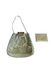 VTG Handmade Walborg Gold Beaded Evening Bag Wedding Formal Bag Japan W/Mirror