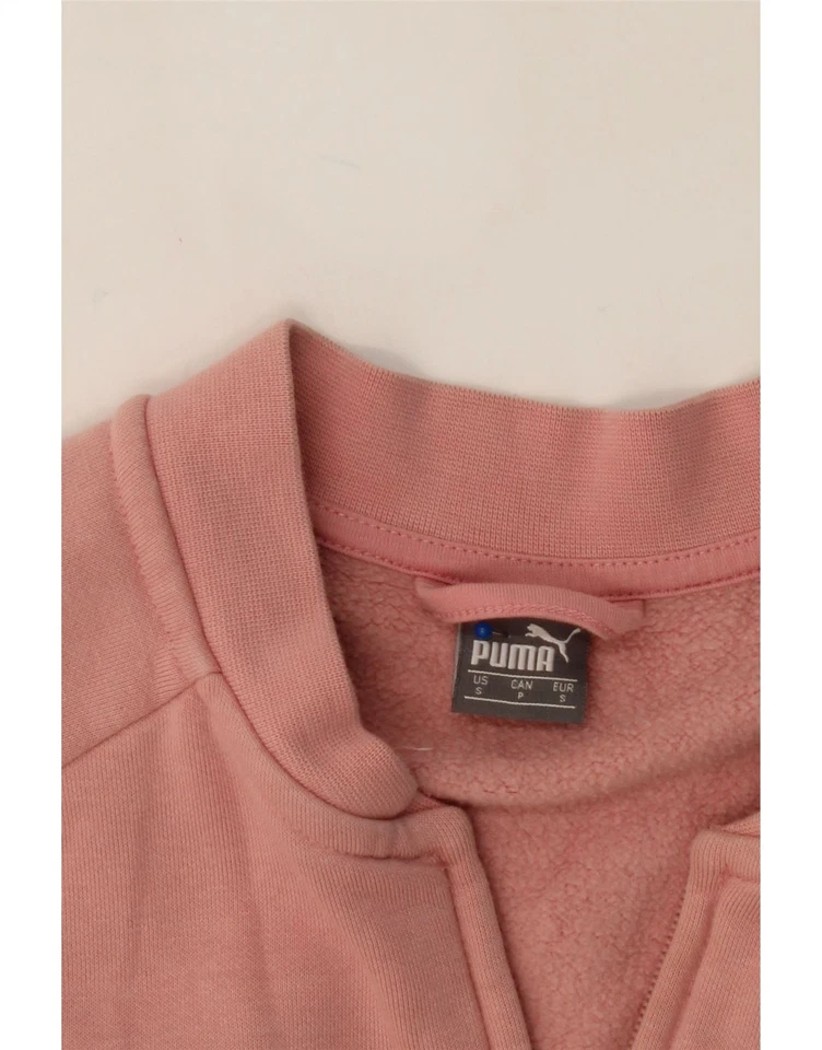 PUMA Womens Graphic Tracksuit Top Jacket UK 10 Small Pink Cotton BQ02 - Image 4 of 4