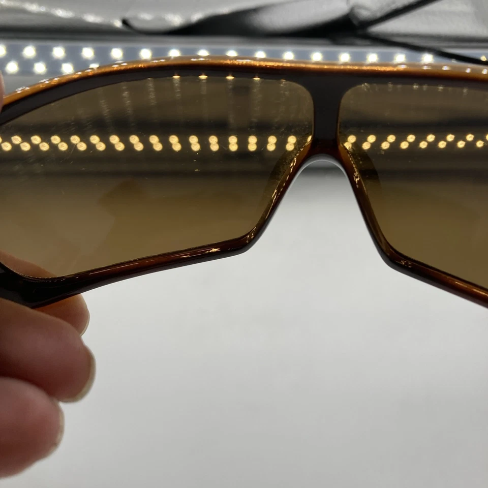 Smith Domino Brown Crystal Designer Oversized Sunglasses w Hard Leather Case - Image 4 of 4