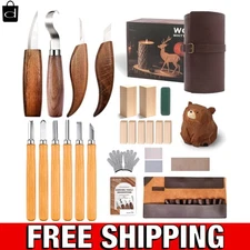 Wood Carving Kit Whittling Kit Deluxe Wood Carving Tools Set with Leather Case