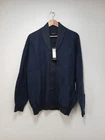 Mens Navy Knit Cardigan Blue Waffle Knit Long Sleeved Marks & Spencer Size L NWT