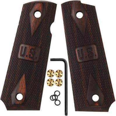 1911 Wood Grips, Grips Gold Screws Included, Full Size (Government/Commander), C